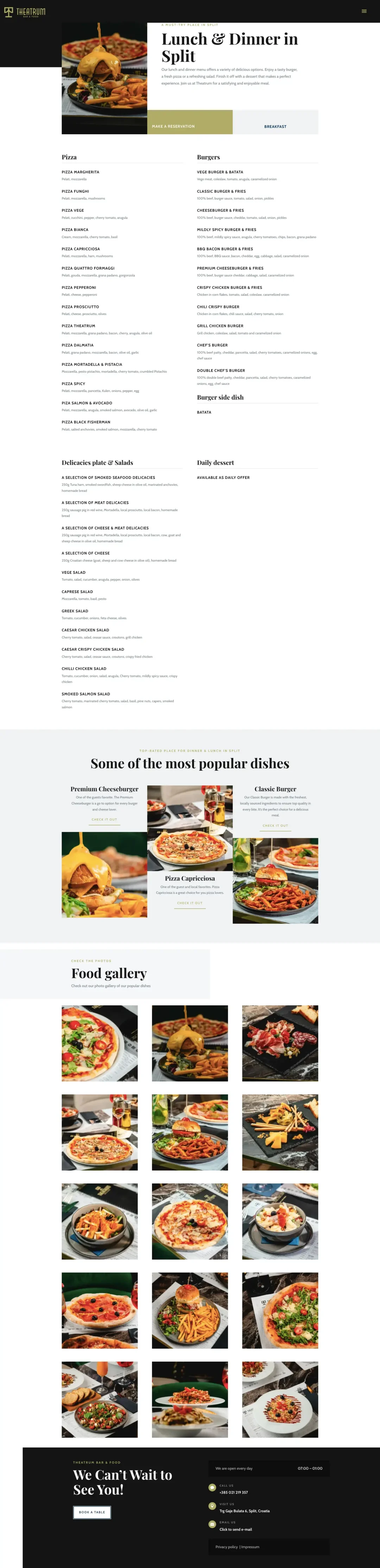 Theatrum Bar & Food Website Screenshot 2